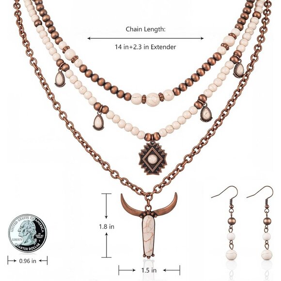 Women's White 1 Couture's Jewelry Set Cowgirl Vintage Western Necklace Earring - Picture 4 of 7